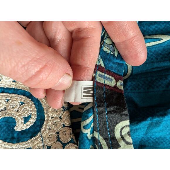 Middle Eastern Womens Patiyala Kaftan Dress Sz M Turquoise Embroidered Indian - Picture 7 of 7